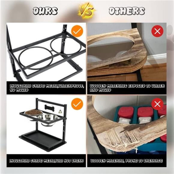 Elevated Dog Bowls,Raised Dog Bowl Stand for Large and Medium Dogs, Adjustable - Picture 5 of 7